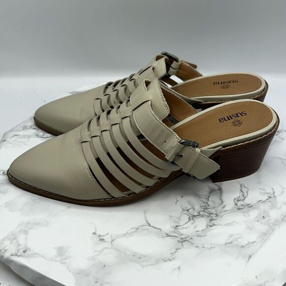 SUSINA Beige Sondro Leather Mule-10M - Picture 3 of 7